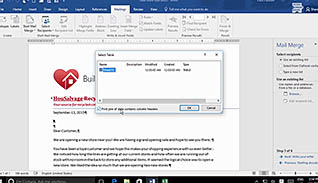 Microsoft Word 2016 Level 2.7: Using Mail Merge to Create Letters, Envelopes and Labels